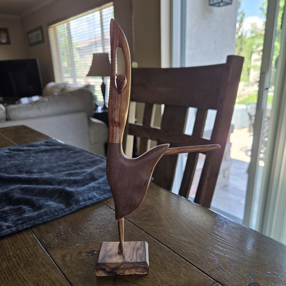 MCM Hand Carved Wooden Dancer. Very Graceful Lines